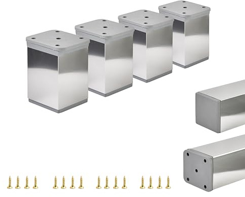 ALUSFERA Möbelfüße Verstellbar – 4er Set – Schrankfüsse mit Elegantes Design – Füße für Möbel 40 x 40 x 60 mm Einfache Montage mit Komplettem Schraubenset