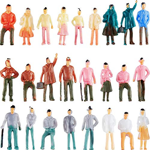 Gejoy 200 Stücke Menschen Figuren 1:75 Modell Eisenbahnen Architektonisch Kunststoff Personen Figuren Kleine Leute Sitzen und Stehen für Miniatur Szenen