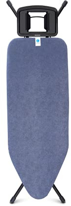 Brabantia Size C Ironing Board (49x18 in) 7 Height Options, Solid Steam Iron Rest Holder (Denim Blue) Non-Slip Feet, Anti-Collapse Child Locks