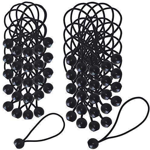 50 Stück Spanngummi mit Kugel schwarz 15cm + 18cm, Planenspanner, Gummischlaufen, Expanderschlinge, Zeltgummis, Zeltgummi für Zelte, Gummispanner mit Kugel, Planen, Plakate, Werbebanner, Gerüstbanner