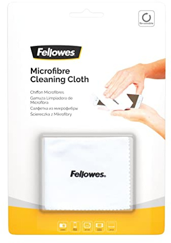 Fellowes Lot de 12 chiffons de nettoyage en microfibre pour la maison et le bureau pour moniteur/ordinateur portable/iPad/téléphone portable/tablette Blanc