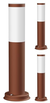 ledscom.de 3 farolas de camino/balizas PORU para exterior, IP44, 39 cm, marrón, 1 casquillo E27 de máx. 40 W