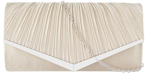 MEGAUK Damen Satin Clutch Glitzer Elegant Abendtasche Glänzend Handtasche Envelope Tasche Unterarmtasche mit Kette für Hochzeit Wedding Prom Party