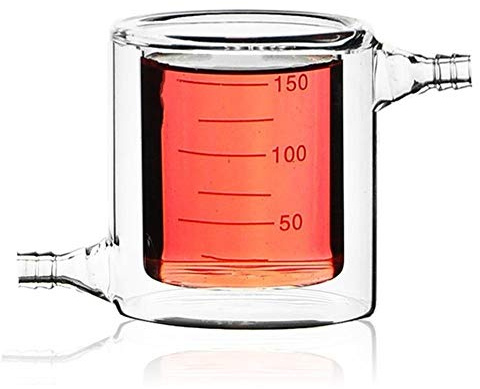 HMTE Lab Supplies 150mL Jacketed Glass Beaker Borosilicate Glass 3.3 Jacket Bottle Lab Chemistry Glassware (Size : 150ml) (150ml)