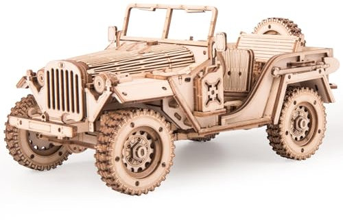 ROWOOD 3D Wooden Puzzle Jeep Model Kit for Adults and Teens to Build, DIY Car Model Building Woodcraft Construction Kit, Ideal Christmas and Birthday Gift