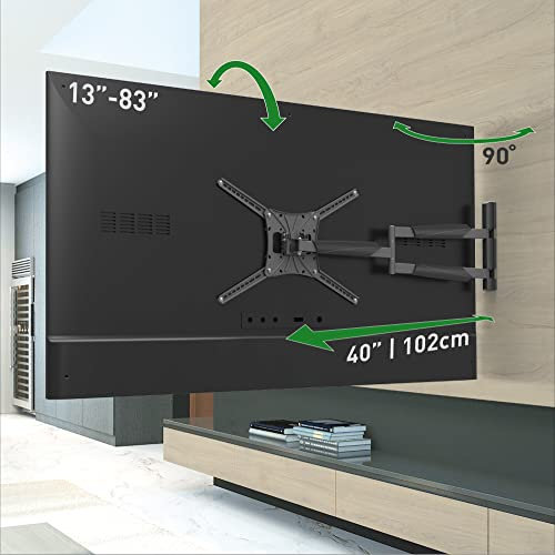 Barkan Supporto da parete per TV lungo 40, articolato da 13-83, movimento completo, 4 movimenti, piatto/curvo, supporta fino a 50 kg, estremamente estensibile, adatto per LED OLED LCD