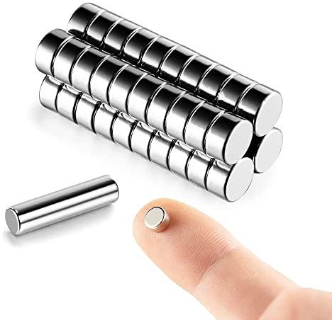 40 Stk. 6x3mm Mini Magnete (Tatsächliche Größe 6x2,6mm) - Kleine Runde Neodym Magnete für Modellbau, Miniaturen, 3D-Druck & Basteln - Inkl. Magnetstab & Box