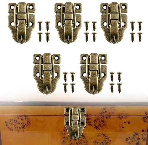 5 Pack Retro Style Toggle Latch Antique Metal Box Buckle for Tool Boxes Jewelry Boxes Handicraft Boxes Medicine Boxes Cosmetic Boxes Toggle Catch Latch with Mounting Screws for Home Office | For Tool Boxes Jewelry Boxes Handicraft Boxes Medicine Boxes Cosmetic Boxes, Toggle Catch Latch, With Mounting Screws