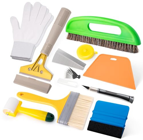 FOSHIO Utensili per carta da parati, Carta da parati Kit, Kit di strumenti per carta da parati, con Rulli di cucitura, pennello, strumento per lisciare la carta da parati