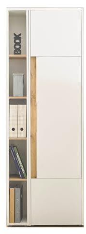 Büroschrank Aktenschrank Set in weiß und Wotan Eiche und Regal für Homeoffice Hochschrank Stauraumschrank Ordnerschrank 70 x 200 cm Center (Set 2)