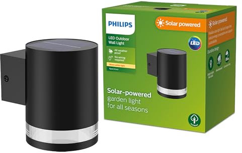 Philips Lighting Fyce Outdoor Solar Path Light, 1.5W, 2700K, Black, IP44 Weatherproof
