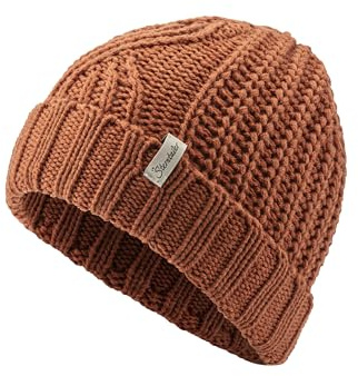 Sterntaler Strickmütze mit Zopfmuster - Unisex Strickmütze mit Umschlag - Kinder Wintermütze - Beanie mit Strickmuster Mix - lehmbraun, 53