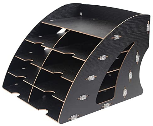 Aktenmagazin-Ordnerhalter, Aktenorganisator, 5-Lagig, Holz, Fächerförmig, Schreibtisch-Organizer, A4-Dokument, Zeitschriftensammler, Briefhalter, Organizer, Aufbewahrungsbox, Zuhause, Büro, Schule, Z