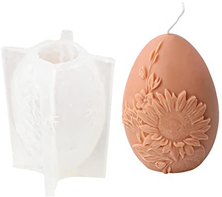 SHOUKAII 3D Easter Egg Silicone Candle Mold, Candle Mold Mousse Cake Baking Pan Dessert Mold, DIY Crafts Fondant Candy Cupcake Soap Baking Mould(J)