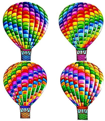 Saiyana Metall-Heißluftballon-Wanddekoration, Wandskulptur für Balkon, bunte Wanddekoration für Wohnzimmer, Badezimmer, Schlafzimmer, Metall-Wandskulpturen für Schlafzimmer, Außen, Heimdekoration,