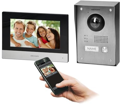 Hikvision Video Citofono 2 Fili Kit Completo Monofamiliare 7 Full HD Videocitofono Smart Montaggio a Superficie o a Incasso IP65 Sistema di Controllo degli Ingressi di Alta Qualità