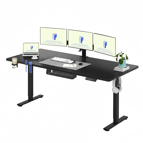FLEXISPOT Escritorio Elevable Eléctrico 200x80cm, Mesa Escritorio Elevable, Standing Desk Regulable con Memoria, Sistema Anticolisión, Carga 100KG, Mesa Oficina para Casa, Teletrabajo y Gaming, Negro