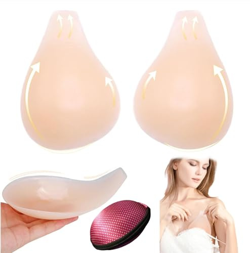 WONAVEHY Reggiseno Adesivo in Silicone Nipple Cover Push Up Invisibile Donna Copricapezzoli Basic Autoadesiva Riutilizzabili Coppa Senza Spalline Imbottito Pasta per Seno Abito Costumi da Bagno