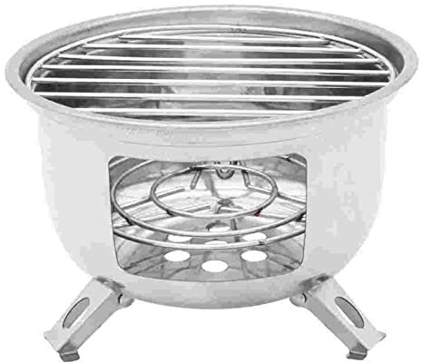 HJUGHPN Bbq Grill Stove Camping Grill Burner Stainless Round Gas Small Charcoal Outdoor Cooking Backpacking Portable