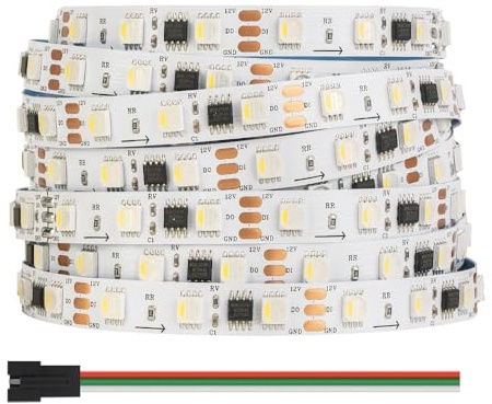 BTF-LIGHTING 5050SMD WS2814 IC RGBW 4-i-1 Adresserbar LED-remsa RGB + varmvit 5 m 60LEDs/m DC12V PCB vit IP65 vattentät Dreamcolor för heminredning DIY-projekt (endast band)