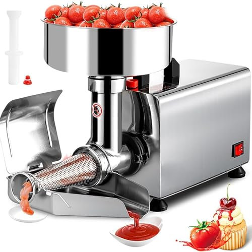 CGCSYZ Elektrische Tomaten-Passiermaschine, Marmeladen- und Saucenpresse mit 9-Zoll-Trichter und 450-W-Motor, 90–160 kg/h hohe Leistung und kein Verstopfen und kein Abfall, behält den ursprüngliche(
