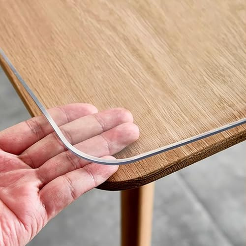 kefu01 Durchsichtiger Tischdecke Transparent Tischfolie,Ölbeständiger Verbrühungssicherer Transparenter Tischschutz,1mm PVC Glasklar Folie,Couchtische Wasserdicht Schutztischdecke (80x130cm/31x51in)