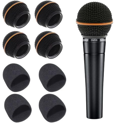 Mikrofon Windschutz, Premium Mikrofon-Set für S-Serie - Inklusive 2 Mikrofonköpfen und 2 inneren Schaumstoffbezügen - Kompatibel mit S-Serie SM58, SM58S, SM58LC, SA-M30, SV100