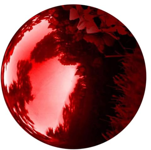 MOBUTOFU Edelstahl Gartenkugel Polierte Reflektierende Hohlkugel | Rote Kugeln Outdoor Gross, Farbige Glaskugel, Polieren der Reflektierenden Kugel