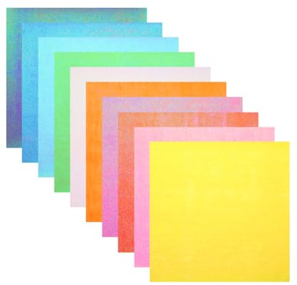 sourcing map 100 Sheet Glitter Origami Paper 3x3 Inch Shiny Sparkly Square Folding Paper 7x7cm Iridescent Paper for DIY Art, Craft Decor, Mixing Colors