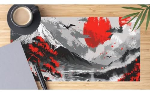 Japan Mouse Mat Large Desk Mat 47.2x23.6 Inch, Retro Mouse Pad Gaming Mousepad, Waterproof Keyboard Mat, Durable Desk Pad, Soft, Non-Slip Rubber Base Mouse Mats for Desk Office Gaming Home Decor M364