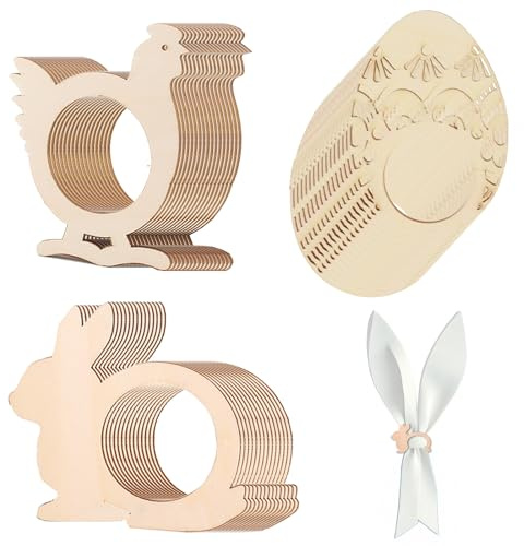 Anillos de Servilleta de Pascua - Juego de 30 anillos de Servilleta en Forma de Conejo, Pollito y Huevo para la Cena de Pascua - Hecho en China