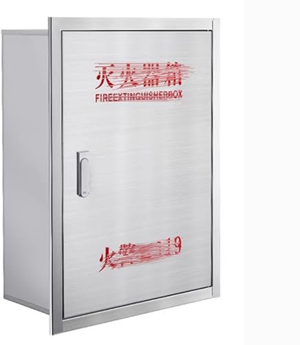 XILYZMO Wand- Oberflächenmontage Feuerlöscherhalterung, Metall-Edelstahl Aufbewahrungs- Safe, Mit Schlüsselschloss Feuerschutz- Dokumentenschrank- Safes Für Wohnungen(B-1.2-45x6x60cm)