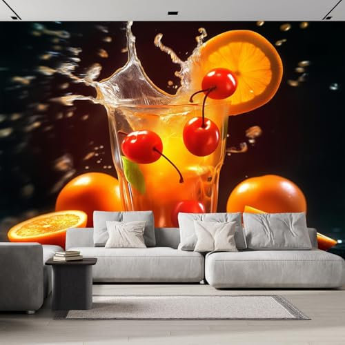 YarnAdventures Obst 3D Panorama-Tapete,Juice Bar Restaurant,Seidentapete Wanddeko für Schlafzimmer,Wohnzimmer Poster Hintergrund Tapete Wanddekoration,350x245cm