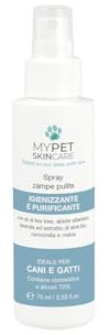 MY PET SKINCARE | Sauberes Pfoten-Spray, desinfizierend und reinigend, ohne Ausspülen, hergestellt in Italien, 75 ml