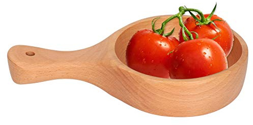 Hölzerne Salatschüssel, handgehaltene hölzerne Suppenschüsseln, hölzerner Löffelteller mit Griff, hölzerne Servierschüssel, Küchenschüssel für Suppe, Reis, Salat, Obst