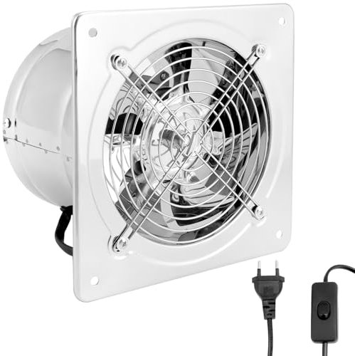 QWORK® Ventilador Extractor de Pared Silencioso de 150 mm con Válvula de Retorno Automática - 40 W, 2800 RPM, 500 m³/h