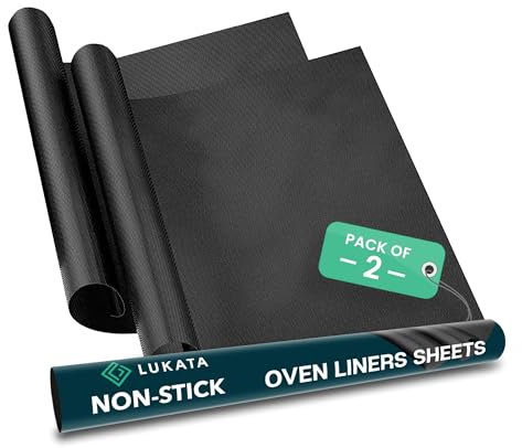 Revestimientos de horno resistentes y grandes Lukata (paquete de 2): revestimientos de teflón para la base de hornos de gas y con ventilador