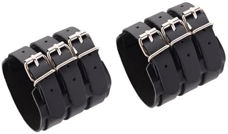 Lot de 2 Bracelets en Cuir PU Style Hip-Hop Punk Rock, Manchette Gothique Noire Sans Pointes, Ajustables pour Hommes - pour Costumes de Rocker et Usage Quotidienstumes de Rocker et Usage Quotidien