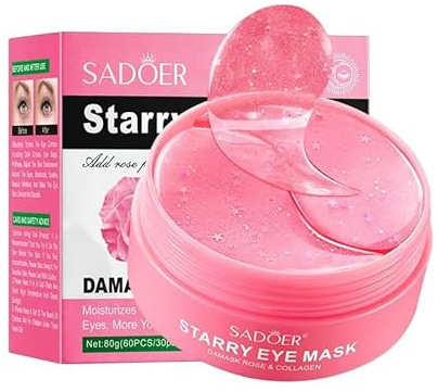 60 stycken ögonkuddar ögonmask mot ögonringar kollage ögonkuddar mot ögonringar med aloe vera kollagen för anti-åldrande (rosa)