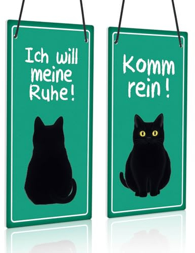 Putuo Decor PVC Türschild Katze – Doppelseitiges Komm rein/Ich will meine Ruhe Schild für Katzenfreunde, Schlafzimmer oder Homeoffice