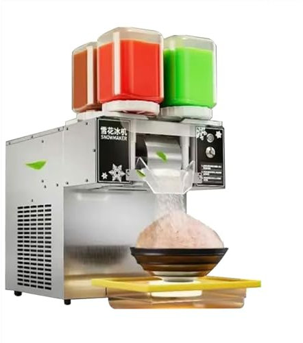 BDJSN Tritaghiaccio Commerciale da 750W, Fabbricatore di Ghiaccio Elettrico a Forma di Fiocco di Neve in Acciaio Inossidabile da 120 kg/Giorno con 4 Secchi, Regolazione a 9 velocità
