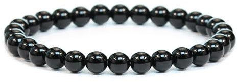 LAKADA Echtes Edelstein Armband mit runden 6mm Perlen - verschiedene Längen - Heilstein Schutzstein Edelsteinarmband Glücksbringer Talisman Geschenk