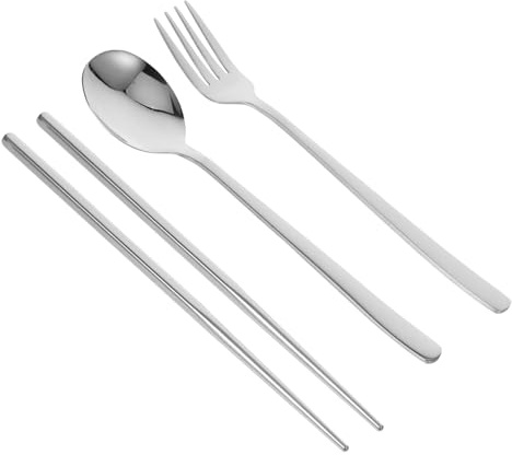 LIFKOME Cubiertos de Camping de Acero Inoxidable con Estuche Deslizante Portátil Utensilios Ligeros para Fiambreras y Actividades