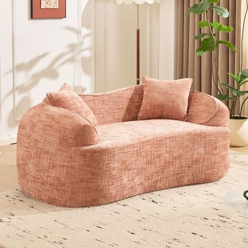Arhatreya 2 Sitzer L-förmiges Sofa Gästesofa Zweisitzer Modern Couch, 2er Sitzsofa mit Armlehnen und 2 Kissen, Kompressionssofa für Wohnzimmer, Schlafzimmer, Wohnung, Rosa