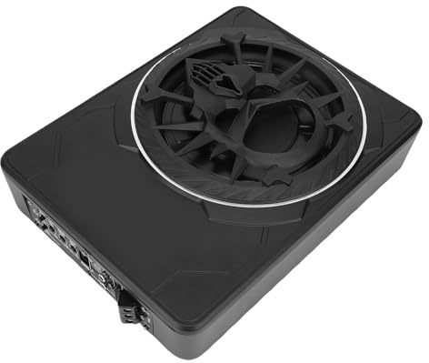 Luocute Subwoofer per Auto Sottile Alimentato Sotto il Sedile 800 W, Subwoofer per Auto Sottile 10 Pollici Alimentato Attivo Sotto il Sedile con Luce Ambientale LED Amplificatore