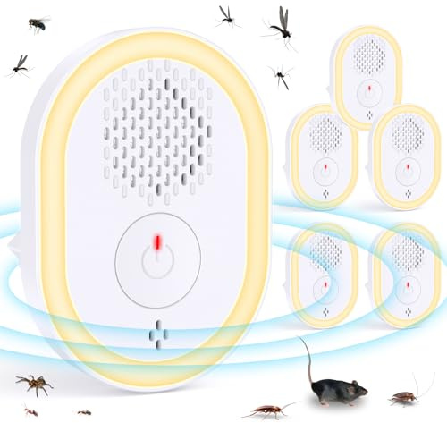 Répulsif Ultrason Moustique - Ultrason Souris - Anti Moustique Ultrason, Répulsif à ultrasons insectifuge électronique et Anti-rongeurs pour Rongeurs,Souris,Moustique,Araignée,Cafard,Mouche, Lot De 6