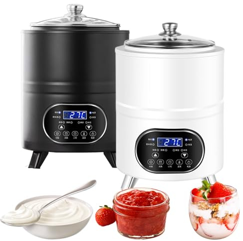 RUODATONLY 12L Party-Dessert-Joghurtbereiter, elektrischer griechischer Joghurtbereiter mit Timer-und Temperaturregelung, automatischer Joghurtbereiter für selbstgemachten Joghurt,Reiswein White-8L