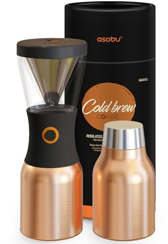 asobu Coldbrew Cafetière Portable à Froid avec Une Carafe en Acier de 40 onces avec Un Isolant en cuivre. (Copper)