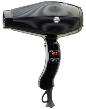 GAMMAPIU’ Asciugacapelli Professionale Aria Dual Ionic, Generatore Ionico, Phon Capelli, Leggero, Silenzioso, Potente, Fon Tecnologia a Ioni, Griglia Rivestita in Argento, W 1850-2200 (Nero lucido)