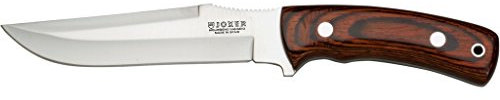 Joker Cuchillo de Monte Gamo CR51, con cachas Estamina Roja, Hoja MOVA de 15 cm y Peso 240 gr, con Funda de Cuero marrón, Herramienta de Pesca, Caza, Camping y Senderismo